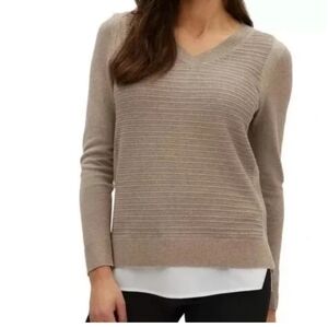 Hilary Radley Women's 2-fer Long Sleeve Sweater featuring a V-neck